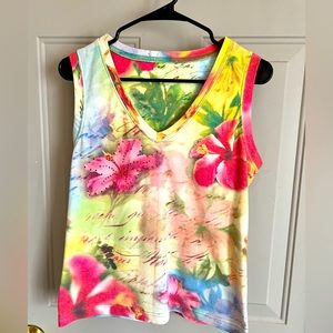 Vintage 90s 2000s colorful v-neck womens tank